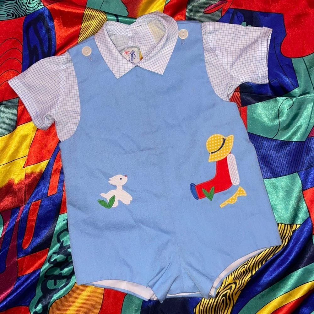 Vtg Neiman Marcus Baby Boy Cottage Onesie